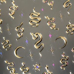 Schlange geprägter Gold Silber Nagel Aufkleber / selbstklebend DIY