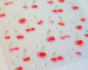 Cherry spring nail sticker/ Cute nail art Adhesive DIY
