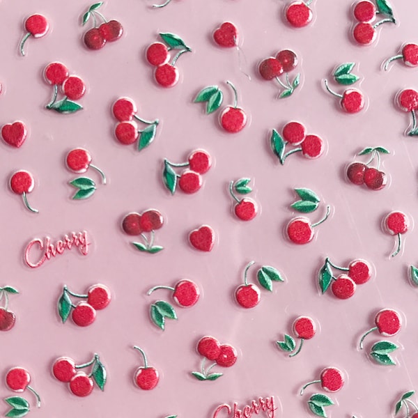 Cherry Fruit nail sticker/ 3D nail art/ Summer nail idea/ Cute nail idea /Self Adhesive/ Nail Adhesive/Mother's day gift