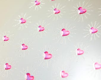 Jelly pink heart nail sticker/ Cute nail art adhesive DIY