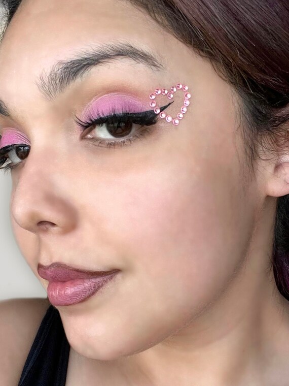 Adesivi Per Auto A Cristallo Rosa A Forma Di Cuore - Set Di 6 Decalcomanie In Strass 3D Autoadesive