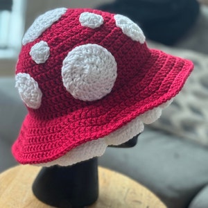 Finished Hand Crocheted Mushroom Hat