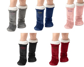 Personalised Sherpa Winter Socks With Super Soft And Cosy Sherpa Lining Custom Embroidery Socks - One Size Fits All