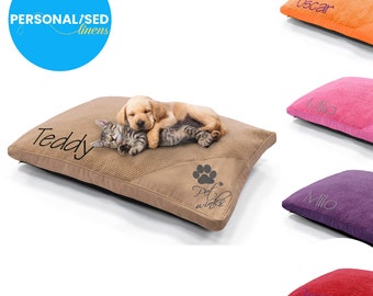 Personalised Embroidered Fun Pet Bed For Cats And Dogs Soft Popcorn Texture, Easy Care, Removable Cover, Machine Washable - More Colours