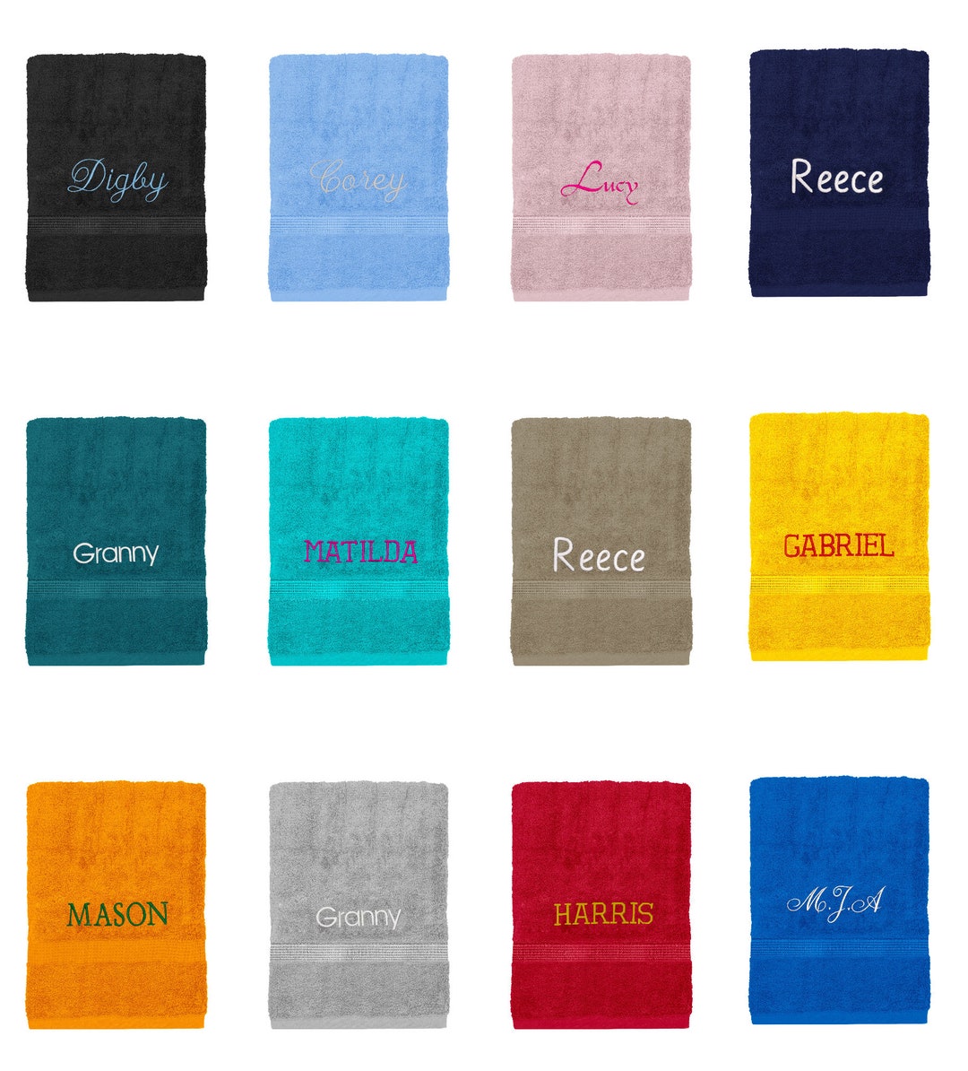 Personalised Towels Custom Embroidery 100 Egyptian Cotton Premium