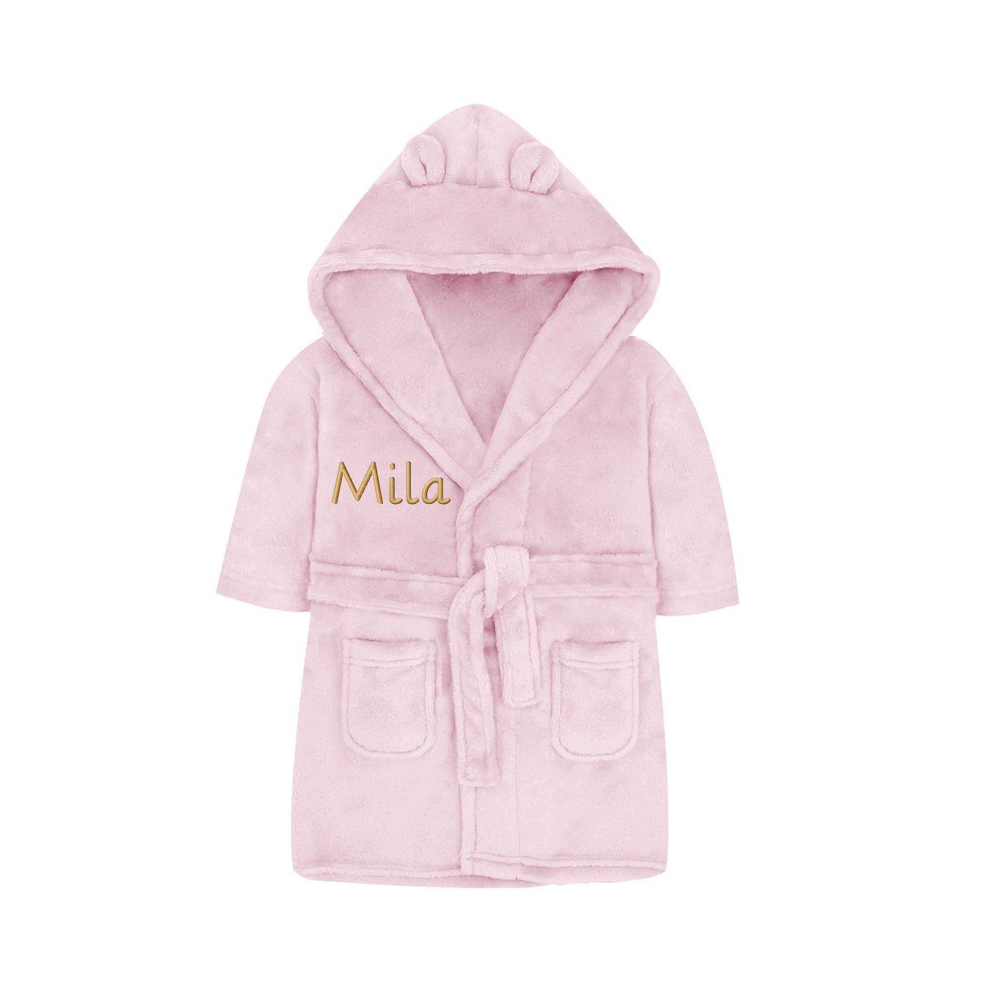 Personalised Baby Robe With Custom Embroidery Plush Velour With Hood ...