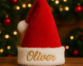 Personalised Christmas Santa Hat, Custom Embroidery Text Personalised Christmas Gifts - One Size Fits All - Christmas Hat - Father Christmas