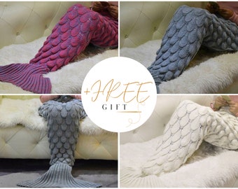 Kids Girls Princess Mermaid Tail Costume Wraps Crocheted Fancy Blanket Cover Up 
