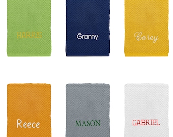 Personalised Custom Embroidered Towels - Chevron Design 100% Cotton Towels, Super Soft & Water Absorbent  Quality Towels