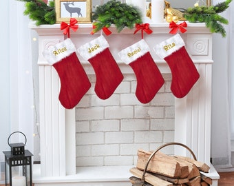 Personalised Embroidered Knitted Fluffy Stocking Cable Knit Personalised Christmas Family Gifts - Night Before Christmas, Christmas Eve