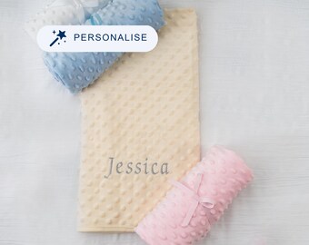 Personalised Baby Blanket, Super Soft Popcorn Textured Sensory Blanket, Personalised Newborn Baby Gifts, Baby Boy, Girl Gifts Nursery Decor