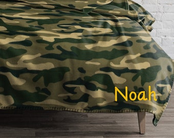 Personalised Kids Blanket Camouflage Polar Fleece Easy Care Machine Washable Personalised Boys Gift Christmas Gifts Army Camouflage Gifts