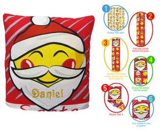 Personalised Christmas 2 in 1 Cushion & Quilt QUILLOW,  Personalised Children's Christmas Gifts Personalised Emoji - Christmas Eve Gifts