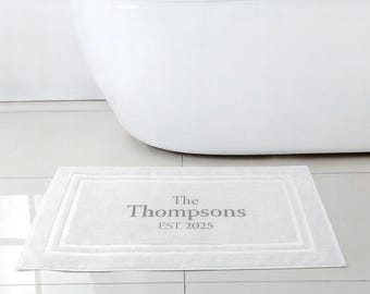 Personalised Bathmat, Custom Embroidery Add Your Name, Text Or Message - 100% Cotton Superior Hotel Quality Bath Mat - House Warming Gift