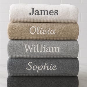 Custom Embroidered Personalised Towels – Luxury 100% Egyptian Cotton 550gsm, Super Soft & Water-Absorbent Hotel Quality