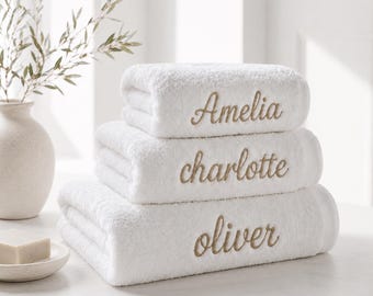 Personalised Towels Custom Embroidery 100% Egyptian Cotton Premium 600gsm Towels, Super Soft & Water Absorbent Luxury Hotel Quality Towels