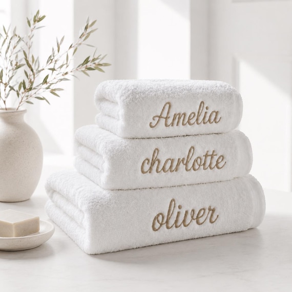 Personalised Towels Custom Embroidery 100% Egyptian Cotton Premium 600gsm Towels, Super Soft & Water Absorbent Luxury Hotel Quality Towels