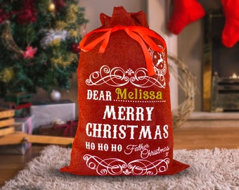 Personalised Christmas Santa Sack Large Santa Embroidered Gift Sack Christmas Gift Stocking Gifts Vintage Christmas Decor Night Before Xmas