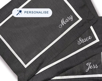 Set Of 4 Personalised Placemats Custom Embroidery , Holiday Dining Table Decor, Guest Dining Kitchen Linens