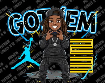 Gamma Blue Tee Designs (Digital Download) PNG Jord Jump 11s to Match Black Boy Cartoon Kid