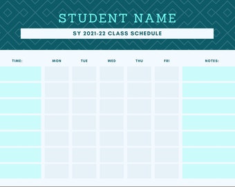 WeeklyCollege Schedule Template