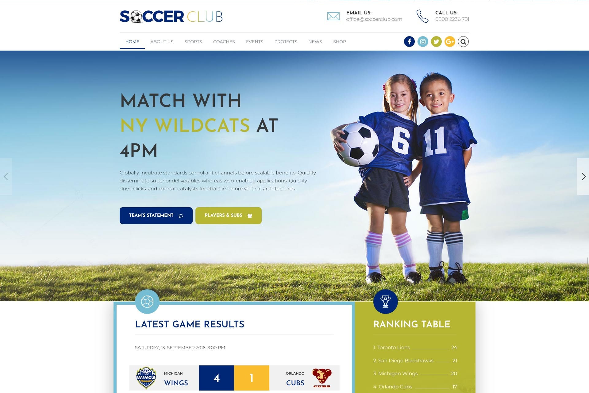 Sports Soccer, Basketball, Swimming, Tennis, Badminton Website Design ...