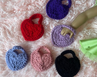 The Sweet Heart Bag || Crochet 18 inch doll purse clutch