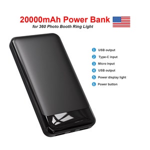 20000mAh Power Bank for 360 Photo Booth Ring Light,Phone,ipad Portable Battery