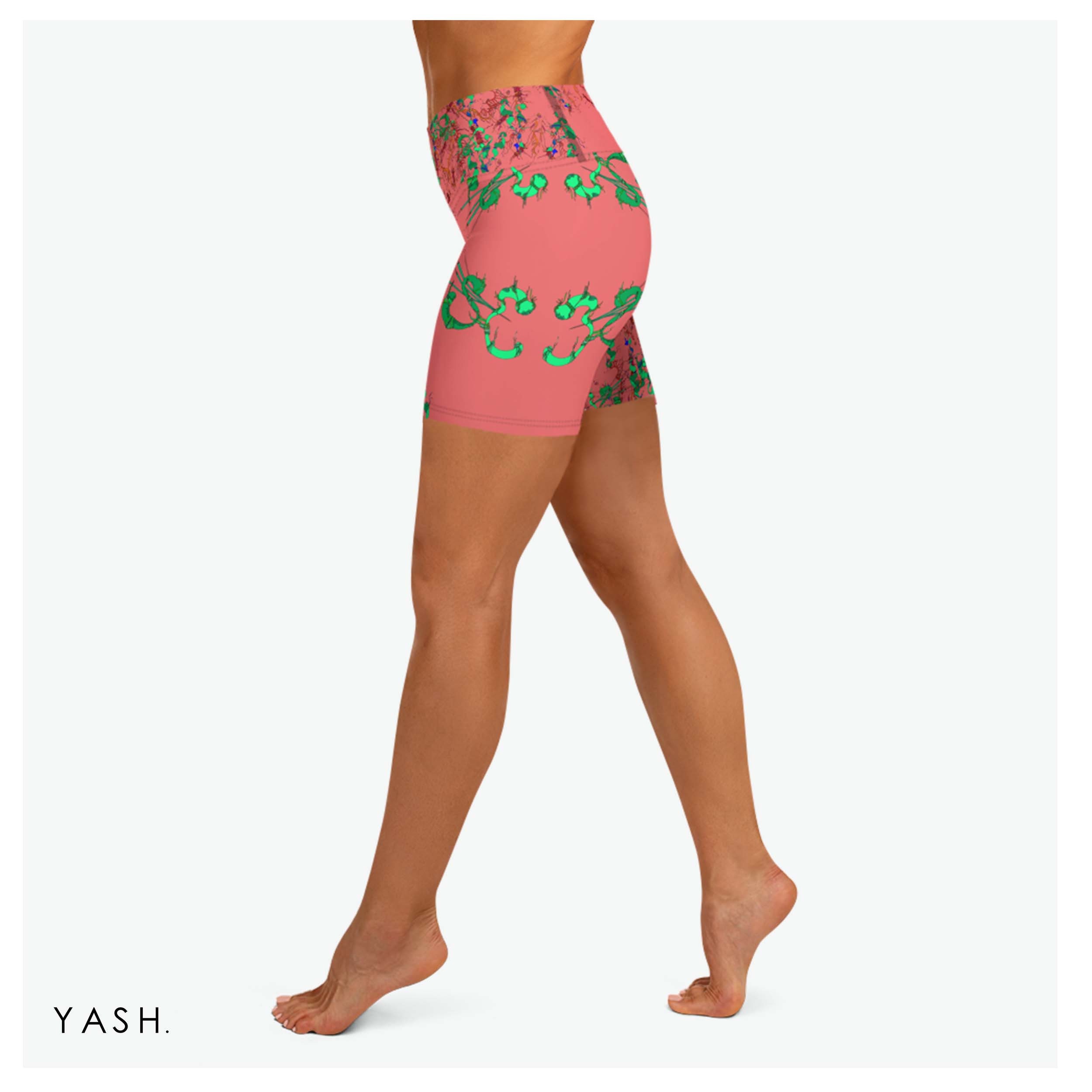 Yoga Short Leggings With Pink LI Print, Athletic Shorts, Printed