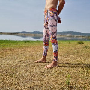 Trippy Herren Leggings, Yoga Meggings, Perfekt für Yoga, Leggings für Festival, Leggings für Männer
