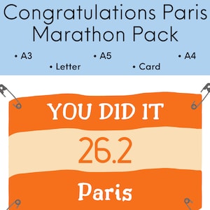 Herzlichen Glückwunsch Paris Marathon Print, Geschenk für Läufer, Marathon Druckbar, Running Wall Art, Digitaler Download