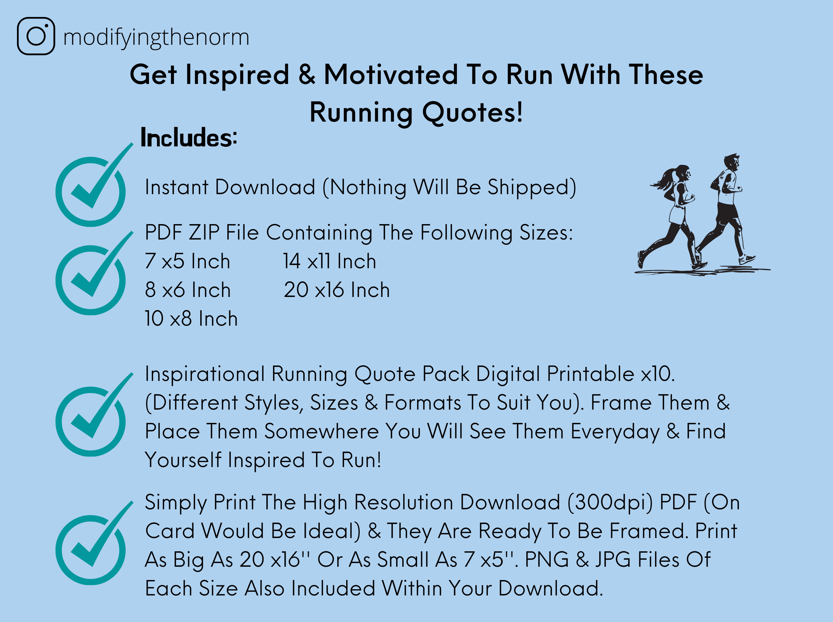 Inspirational Running Quotes, Motivational Quote Printable, Gift for ...