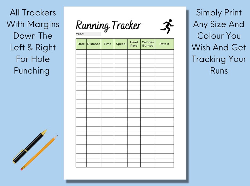 Running Tracker Printable, Jogging Log, Running Download, Runner Wall ...
