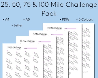 Rastreador de millas imprimible para correr y caminar (descarga digital)