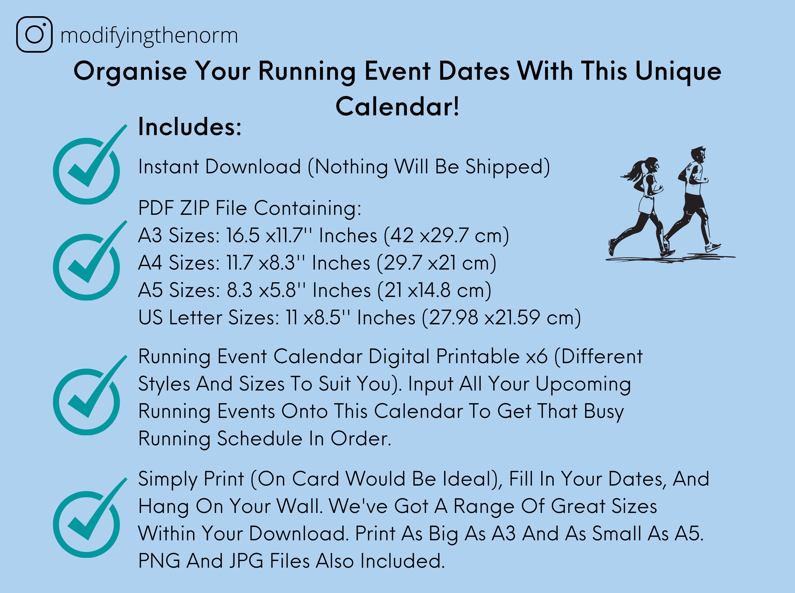 Running Event Calendar, Race Organiser, Monthly Diary, Planner for