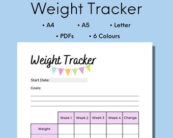 Registro de peso mensual imprimible, registro de medidas corporales (descarga digital)