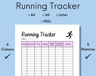 Running Tracker Printable, Jogging Log, Running Download, Runner Wall Art, Digital Download