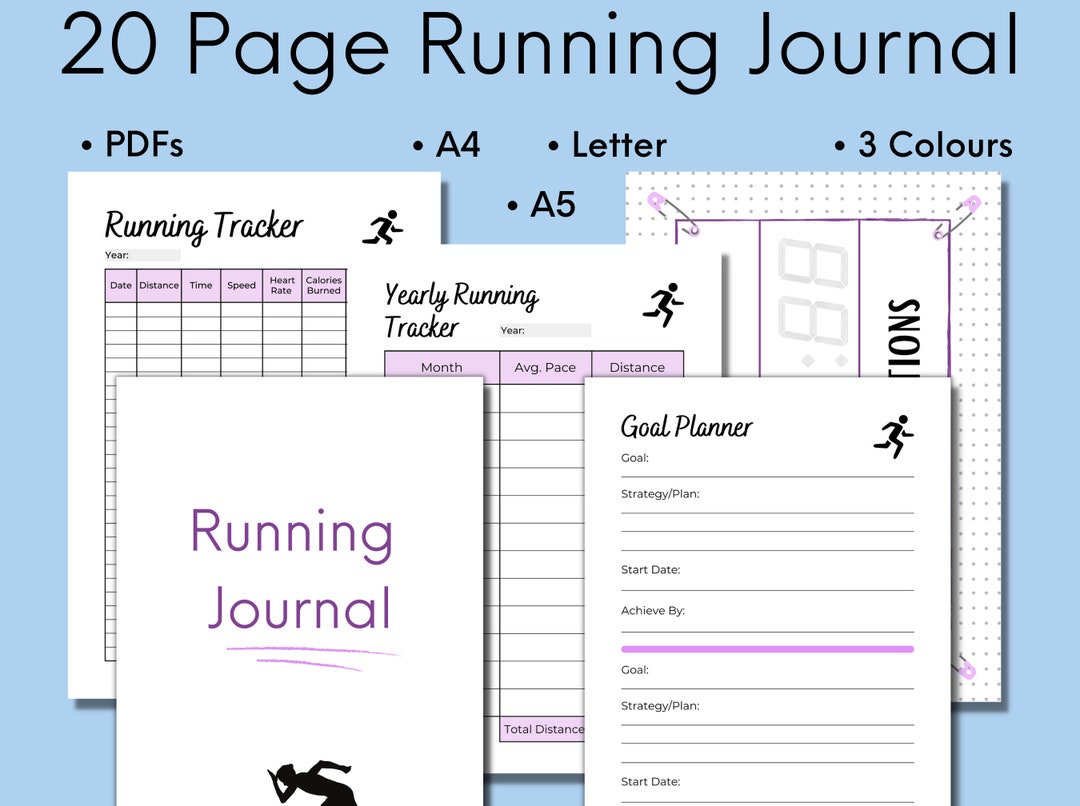 Running Journal Printable, Fitness Tracker, Goal Planner (digital ...
