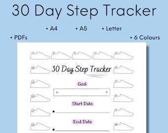 Seguimiento de pasos de 30 días imprimible, reto de salud (descarga digital)