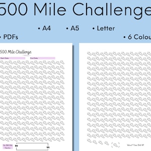 500 Mile Challenge Printable, Walking Or Running Challenge Tracker, Fitness Printable, Exercise Log, Digital Download