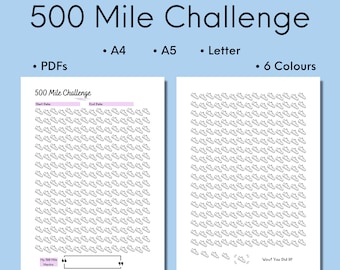 Desafío de 500 Millas imprimible, registro de carrera (descarga digital)