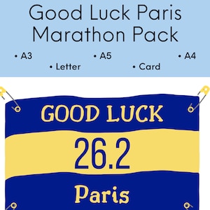 Good Luck Paris Marathon, Cadeau voor Marathon, Hardloop printable, Wall Art voor hardloper, Digitale Download