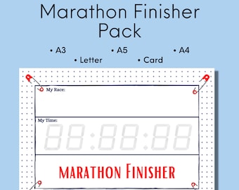 Imagen imprimible de finalista de maratón, récord de tiempo de carrera, arte mural (descarga digital)