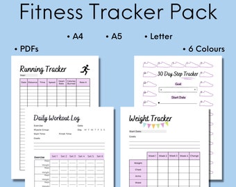 Paquete imprimible de rastreador de actividad física: entrenamiento, carrera y pérdida de peso (descarga digital)