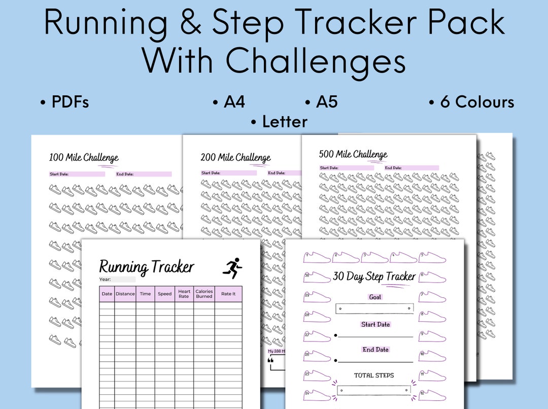 Step Challenge Template.pdf Running Challenge Printable Bundle, Step Tracker (digital Download) - Etsy