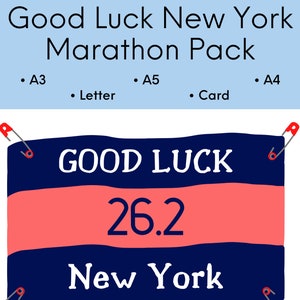 Buona fortuna Maratona di New York, Regalo per runner, Maratona stampabile, Running Wall Art, Download digitale