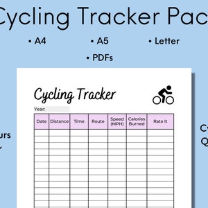 Cycling Tracker Printable, Biking Log, Gift For Cyclist, Inspirational Quotes, Digital Download