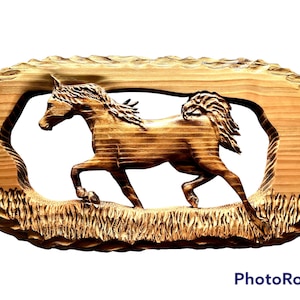 Wood Carving Horse Art Wall Art