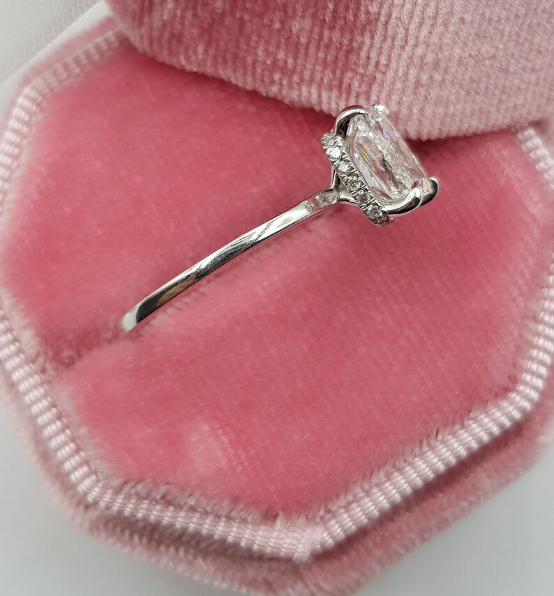 Moissanite Engagement Ring Hidden Halo Engagement Ring 3 CT Etsy