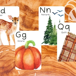 Fall Alphabet Flashcards - Homeschool Printable | Set of 26 cards